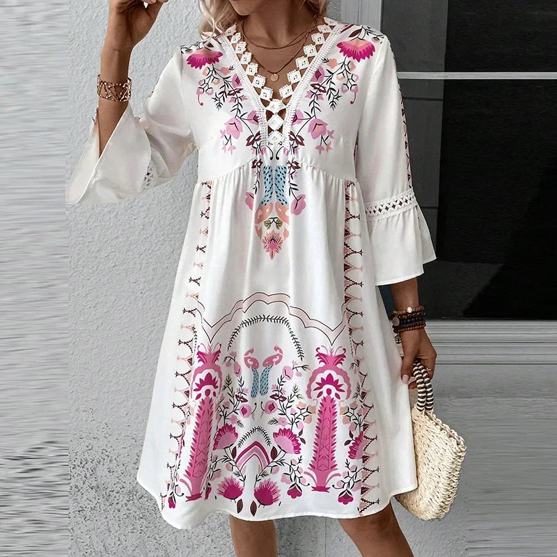 Allisa - Artistic Boho Print Dress