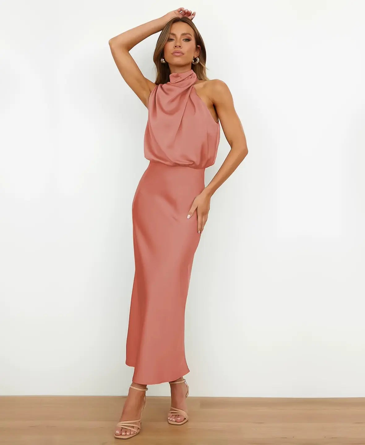 Celestine – Graceful High-Waist Midi Dress