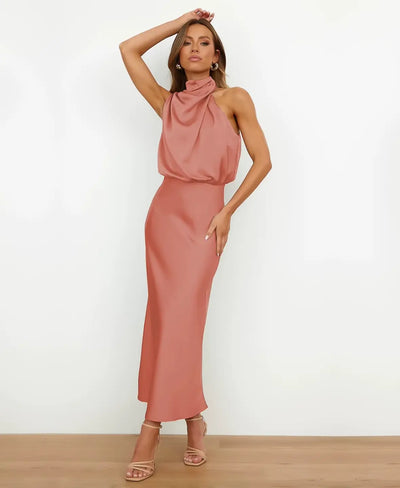 Celestine – Graceful High-Waist Midi Dress