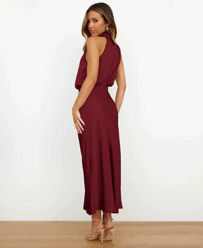 Celestine – Graceful High-Waist Midi Dress