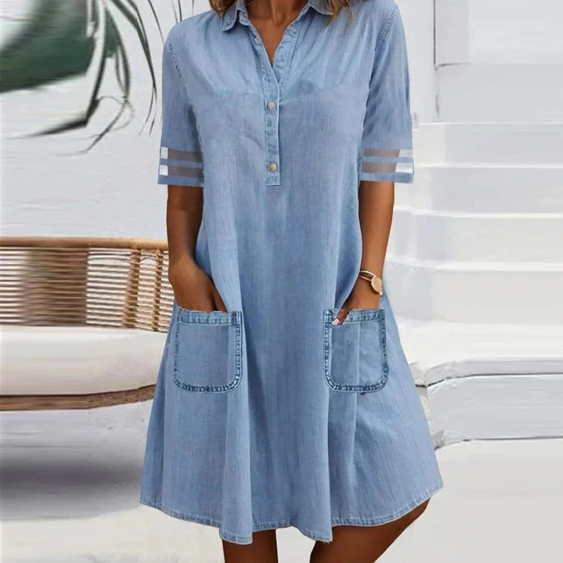 Madonna – Denim Pocket Shirt Dress