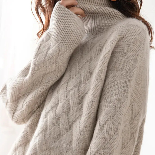 Calista – Chevron Knit Turtleneck Sweater
