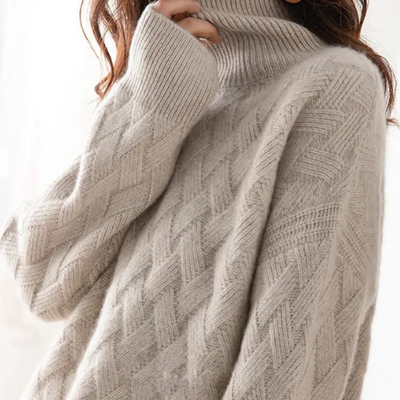 Calista – Chevron Knit Turtleneck Sweater