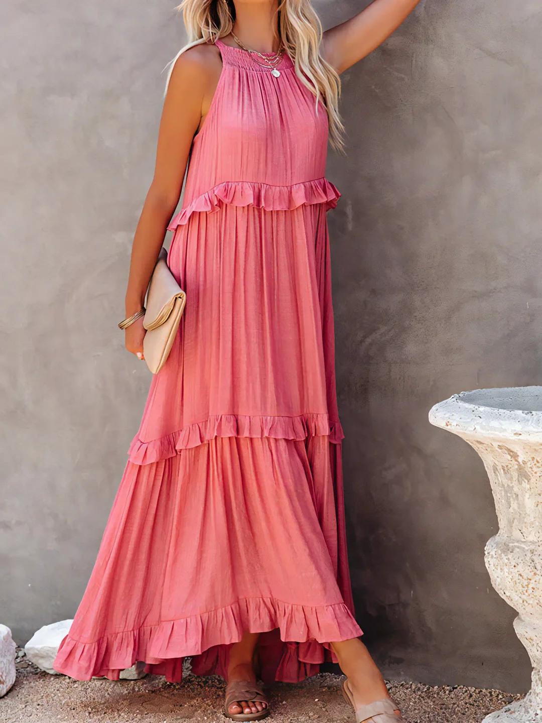 Azzura – Elegant Tiered Ruffle Maxi Dress
