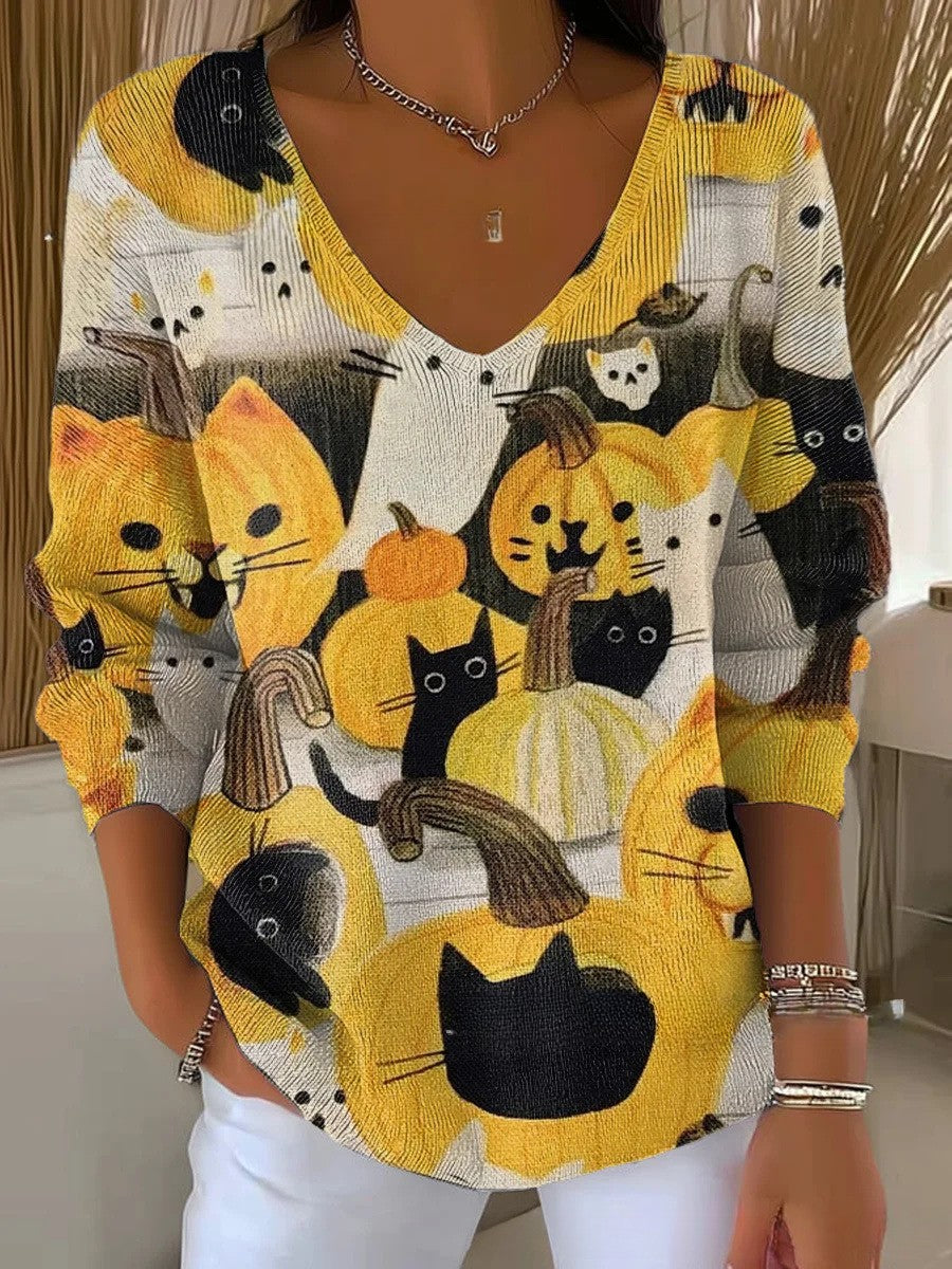 Claire – Stylish V-Neck Knit Sweater