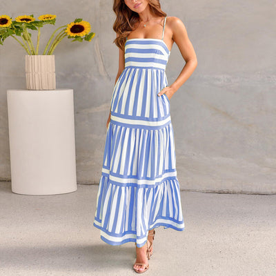 Hannah - Color Block Striped Maxi Dress