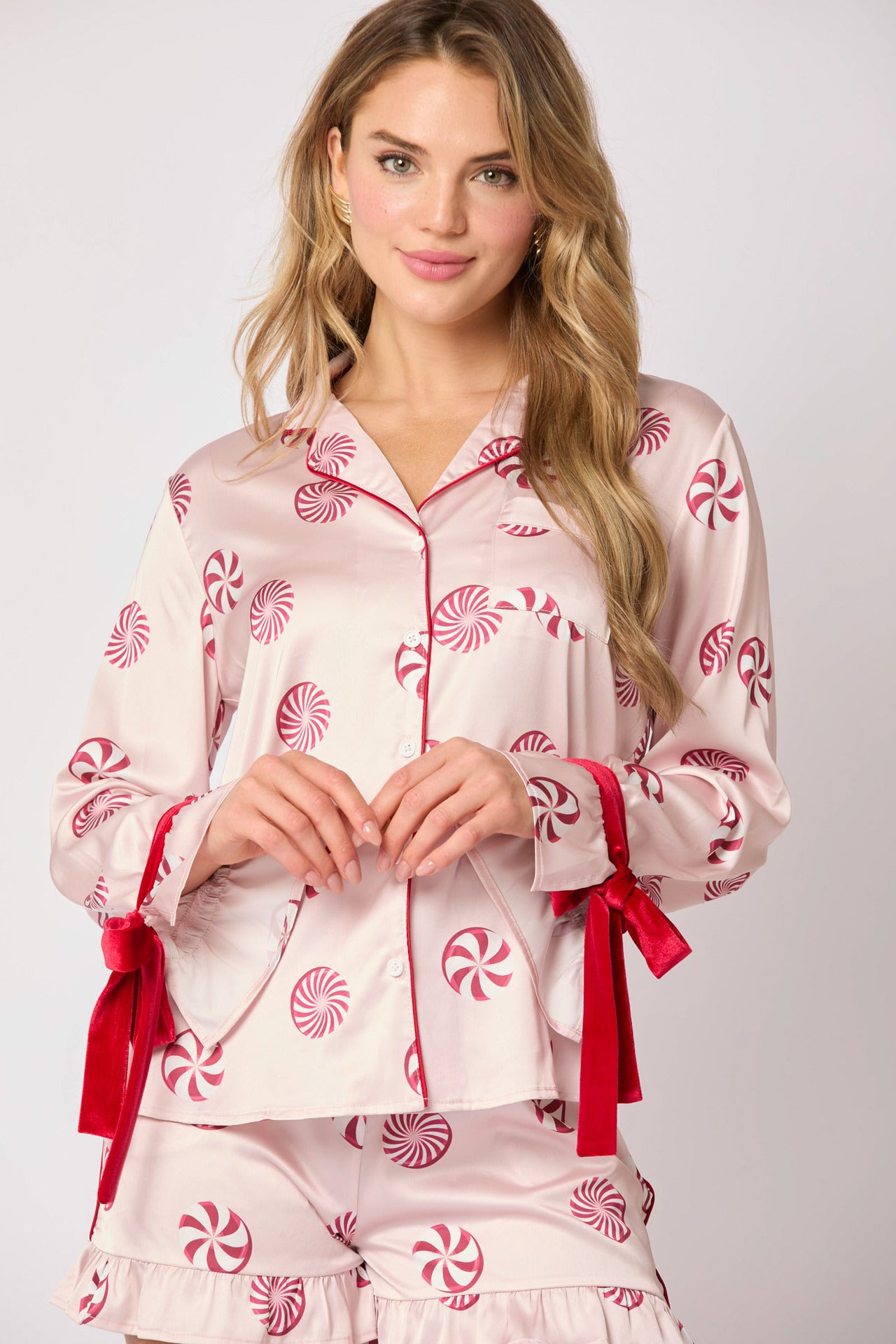 Eudora - Silk Sleepwear Butterfly Knot Cuff Print Set 7