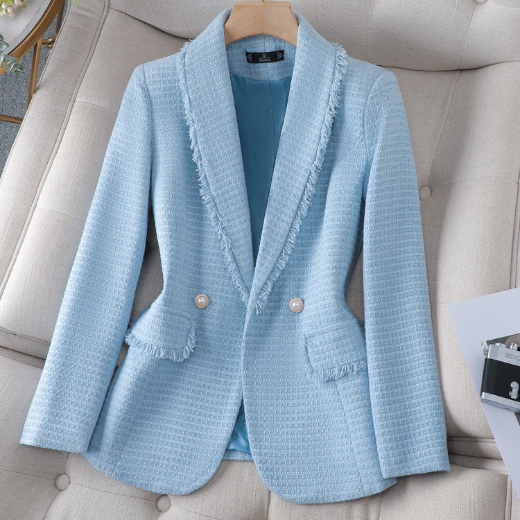Juliette – Textured Pearl Button Blazer