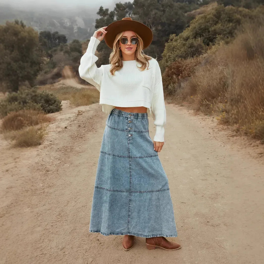 Wanda – Boho Denim Skirt