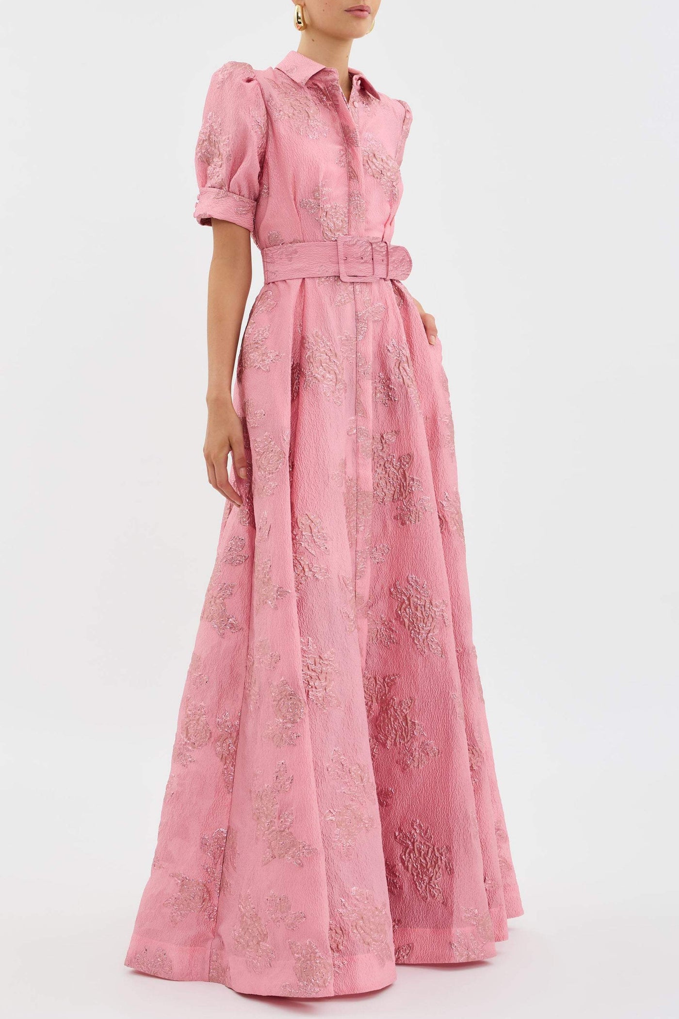 Vaila - Floral Elegance Belted Midi Dress