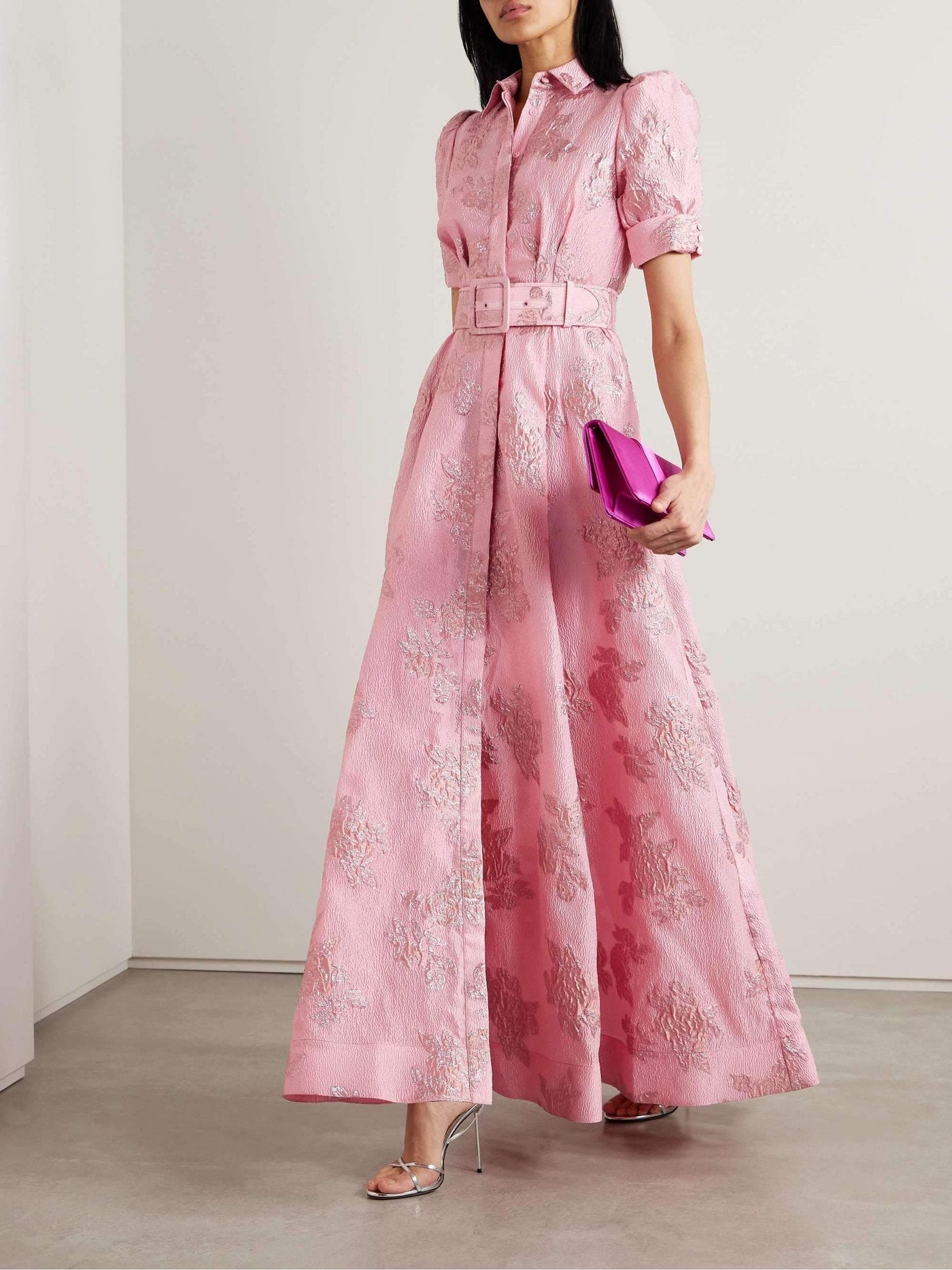 Vaila - Floral Elegance Belted Midi Dress