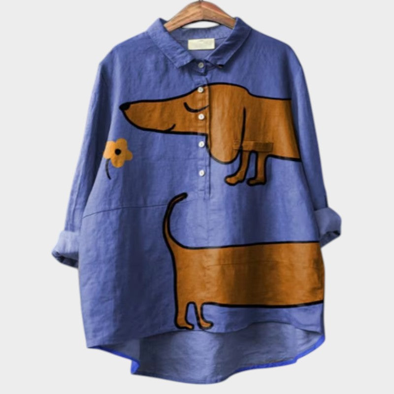Palmira – Oversized shirt with playful dog print
