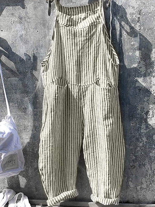 Kacy - Striped Wide Leg Overalls
