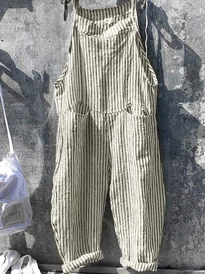 Kacy - Striped Wide Leg Overalls