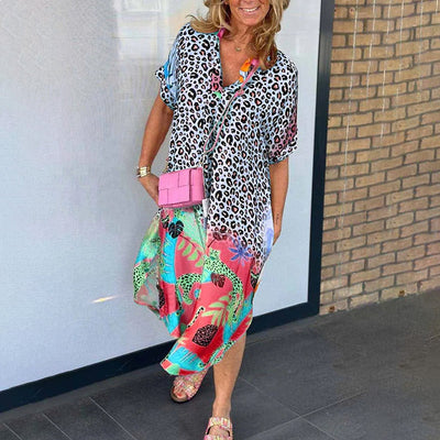 Aviva - V-Neck Printed Loose Dress