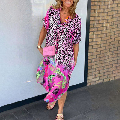 Aviva - V-Neck Printed Loose Dress