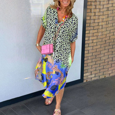 Aviva - V-Neck Printed Loose Dress