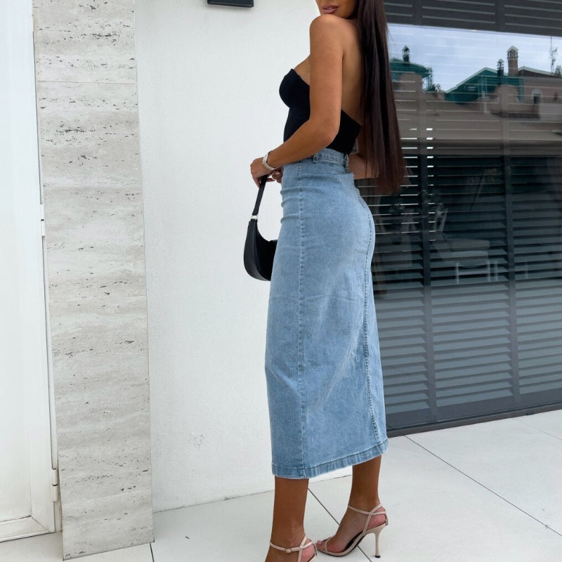 Paige - Denim Slit Skirt