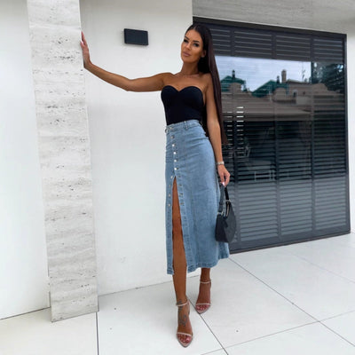 Paige - Denim Slit Skirt
