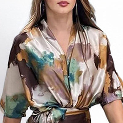 Kiana - Elegant Abstract Print Wrap Dress
