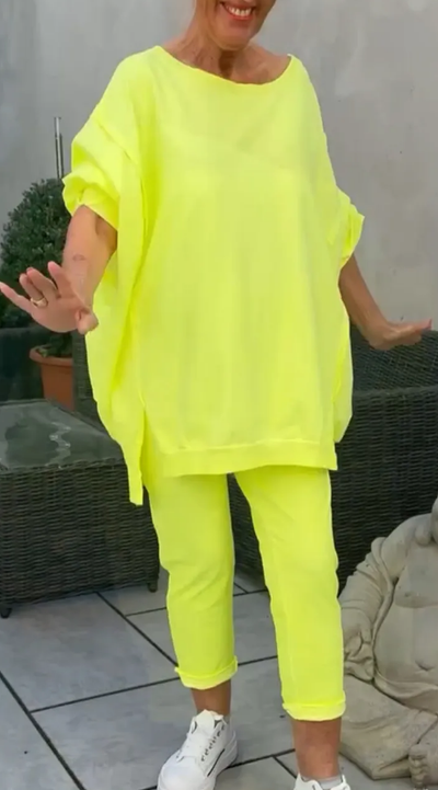 Angelina -  Round Neck Long Sleeved Top Set