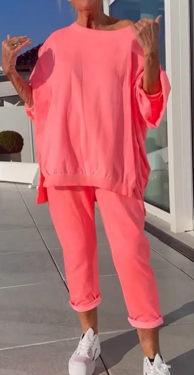 Angelina -  Round Neck Long Sleeved Top Set