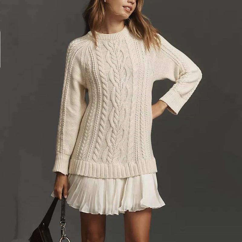 Kalena – Cable Knit Mini Sweater Dress