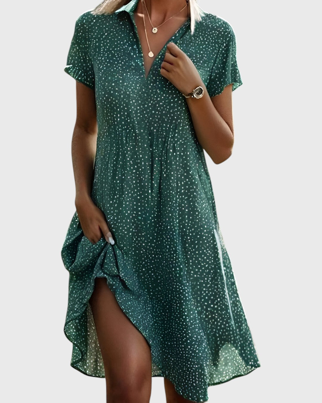 Elia – Elegant Polka Dot Midi Dress