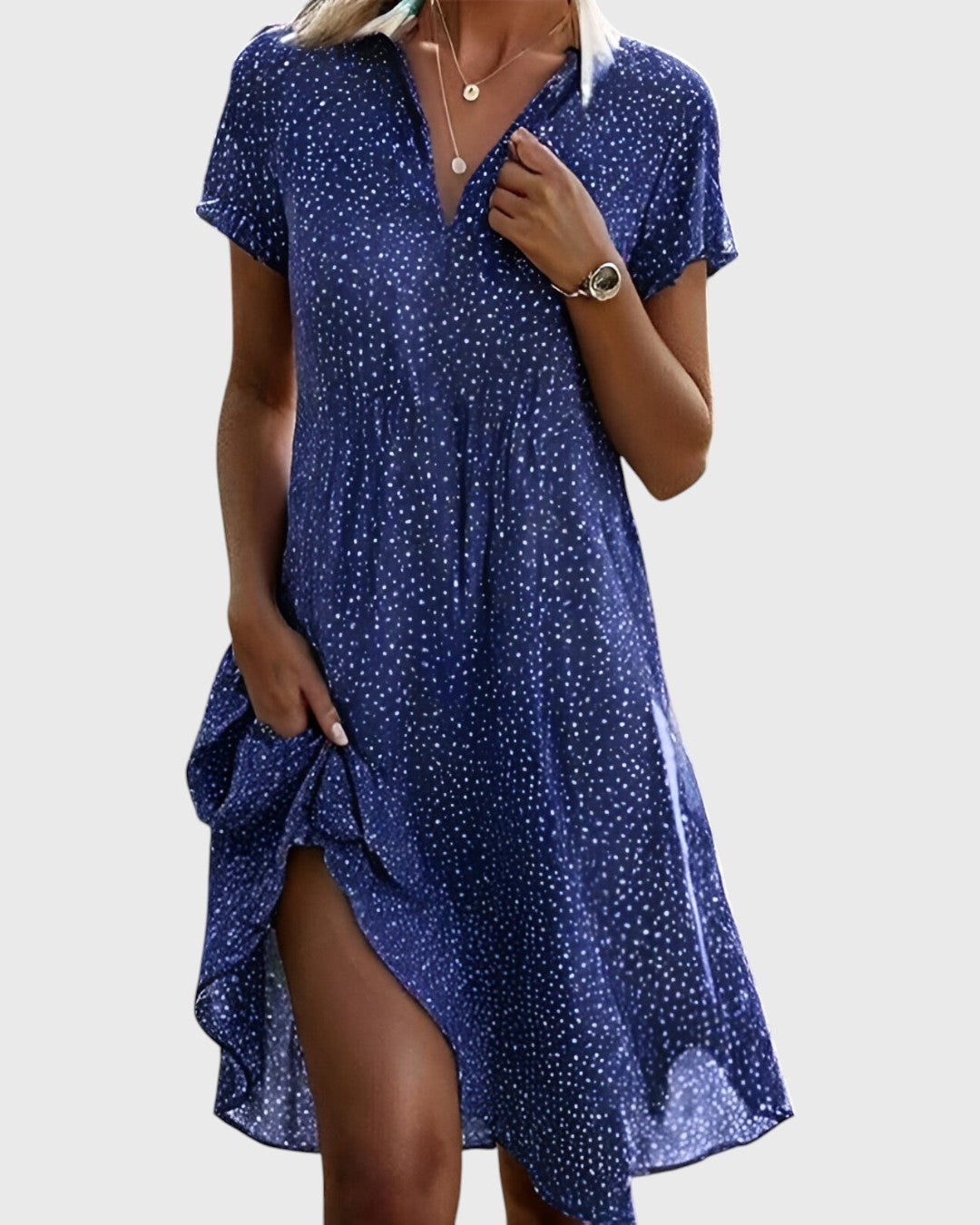 Elia – Elegant Polka Dot Midi Dress